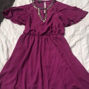 Bebe mid dress off shoulder medium purple
